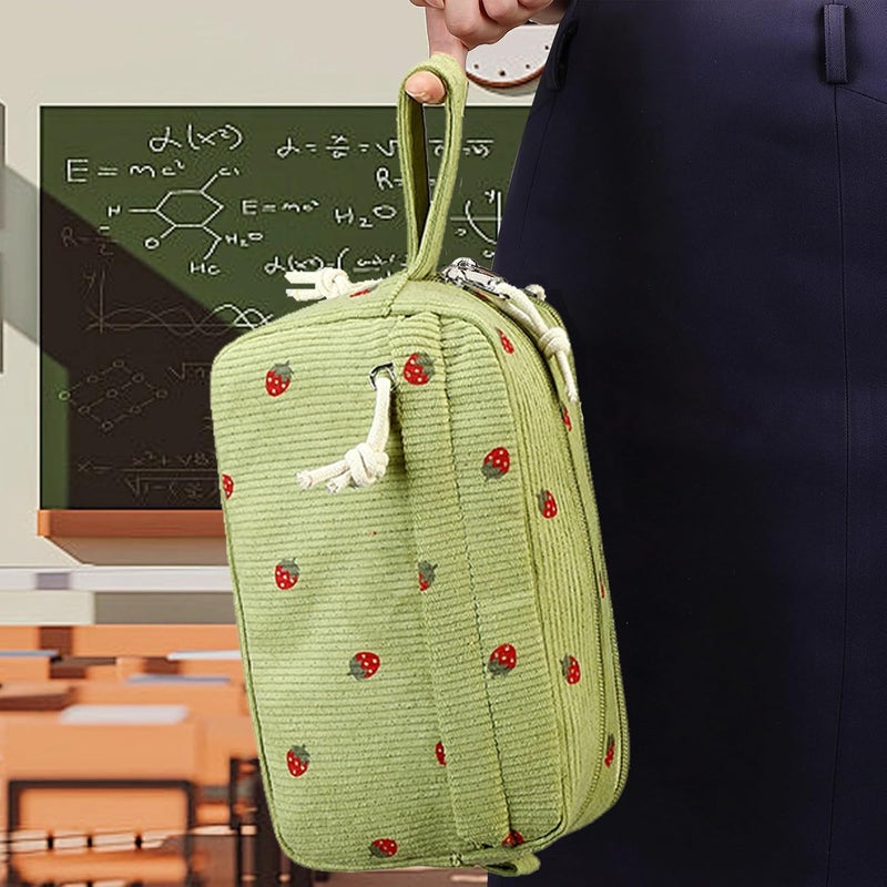 BLUBOON Big Capacity Pencil Case Pencil Pouch Pen Case School Supplies Cute Pencil Box Pencil Bag for Teen Girls Boys Women Man (Strawberry Green2) - Image 4
